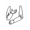 Right arm at "present arms", left holding reins