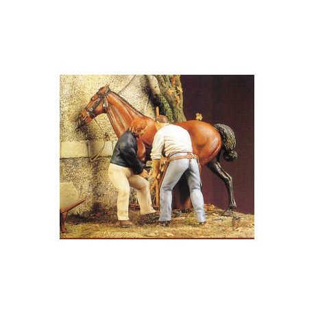 Farriers with Horse, Tools & wheelbarrow