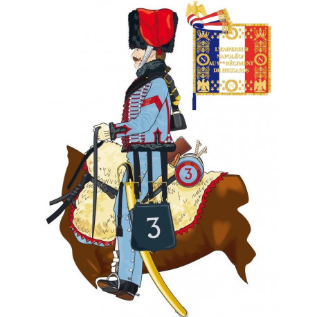 Hussard tenue de campagne 1804-1815 étendard